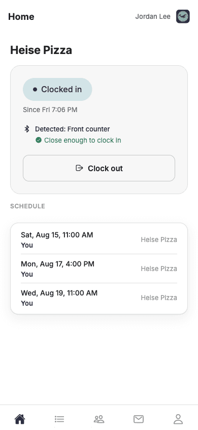 The FlowClock mobile app, clocked in